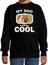 Chow chow honden trui / sweater my dog is serious cool zwart - kinderen - Chow chows liefhebber cadeau sweaters 9-11 jaar (134/146)