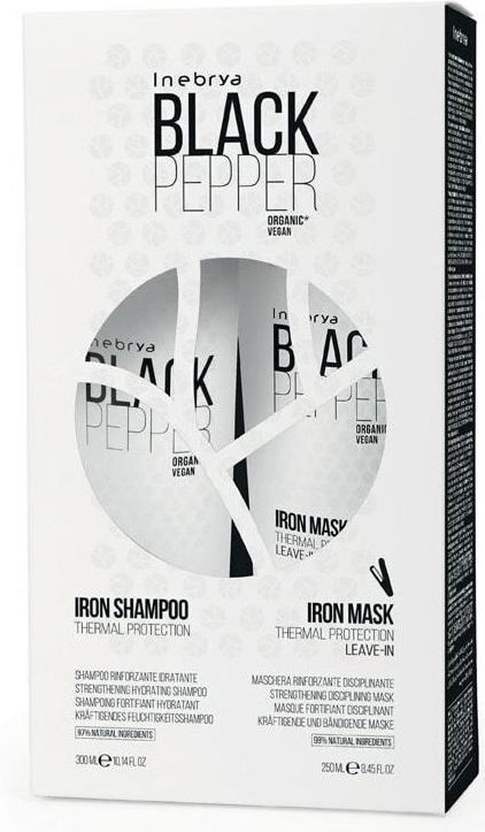 Goedkoopste Inebrya - SET Black Pepper Iron Maska regenerująca do włosów 250ml Szampon wzmacniający 300ml