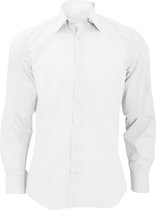 Russell Collectie Heren Lange Mouw Poly-Katoen Gemakkelijke Verzorging op maat gemaakt Poplin Shirt (Wit)