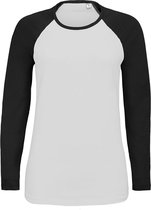 SOLS Dames/dames Melkachtig Contrast T-Shirt met lange mouwen (Wit/diep zwart)