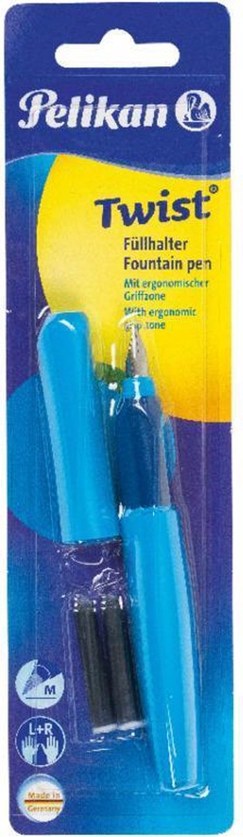 Pelikan 814744 Fountain Pen Twist Pen M, Deep Blue, Including 2 Cartridges, 1 Pieces