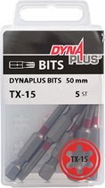 Dynaplus bit torx TX-15 lengte 50mm  set=5 st rood