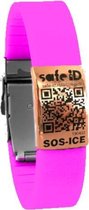 Safe-id Sos-armband Fluo Qr-code 22 Cm Siliconen Roze/rosé