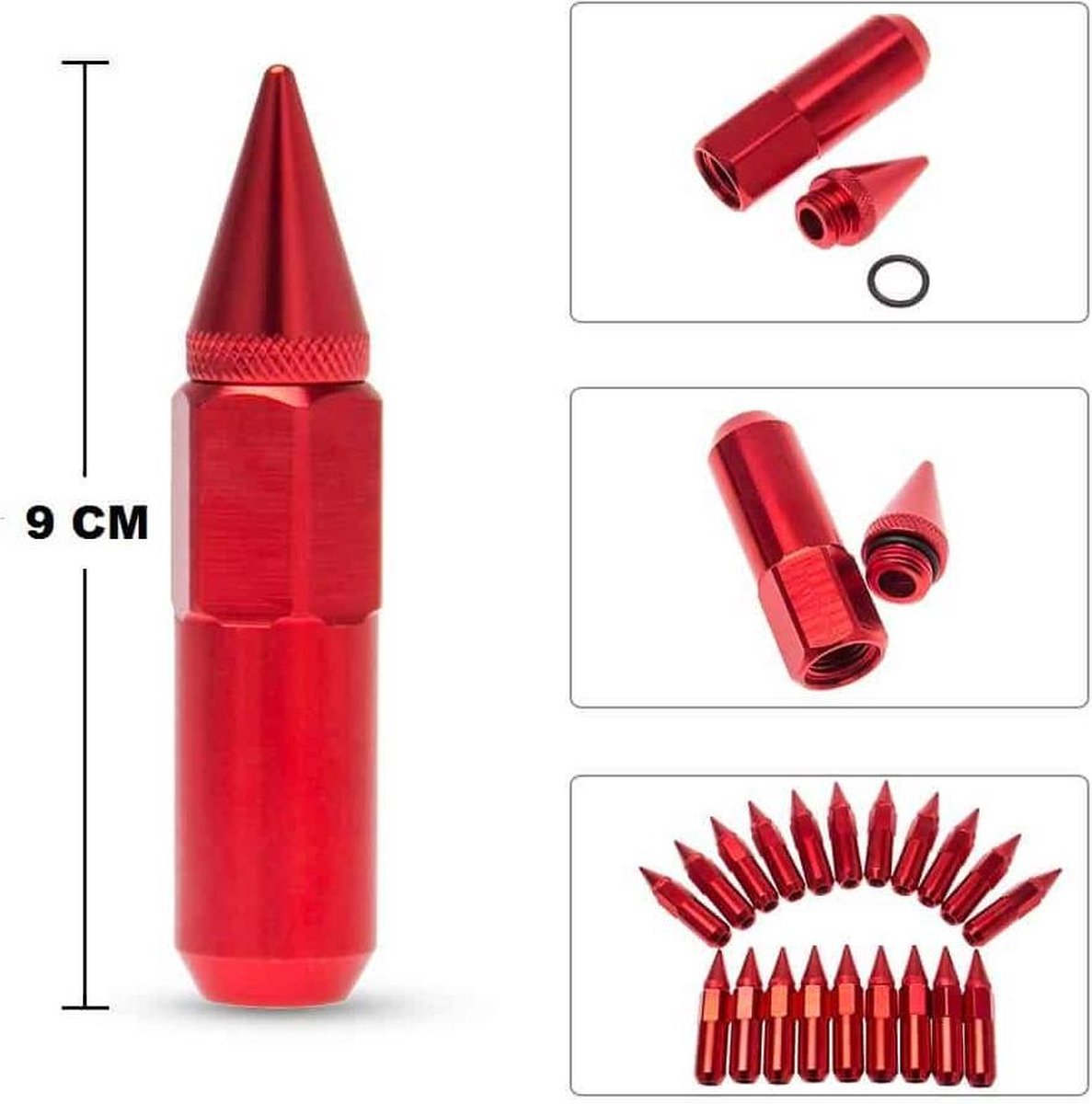 20 stuks wielmoeren open kegelband M12x1,5 voor stalen velgen moer, verzinkt zwart SW19
