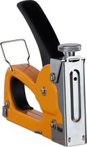 relaxdays tacker 500 nieten - nietpistool - handtacker - handmatig - ijzer - oranje zilver