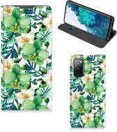 GSM Hoesje Geschikt voor Samsung Galaxy S20 FE Bookcase Cover Orchidee Groen