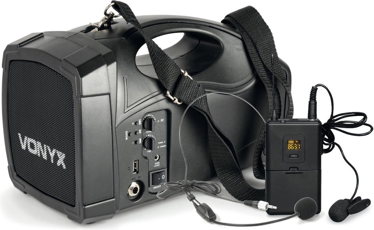 Portable speaker - Vonyx ST012 draagbare speaker met Bluetooth - Incl. draadloze headset microfoon