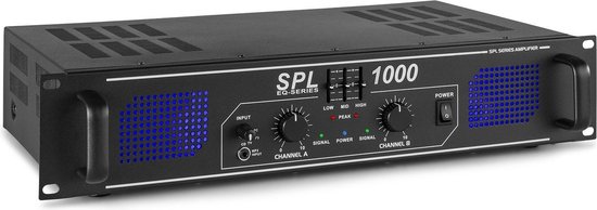 Skytec SPL1000 2-kanaals versterker met 3-bands equalizer - 2x 500W