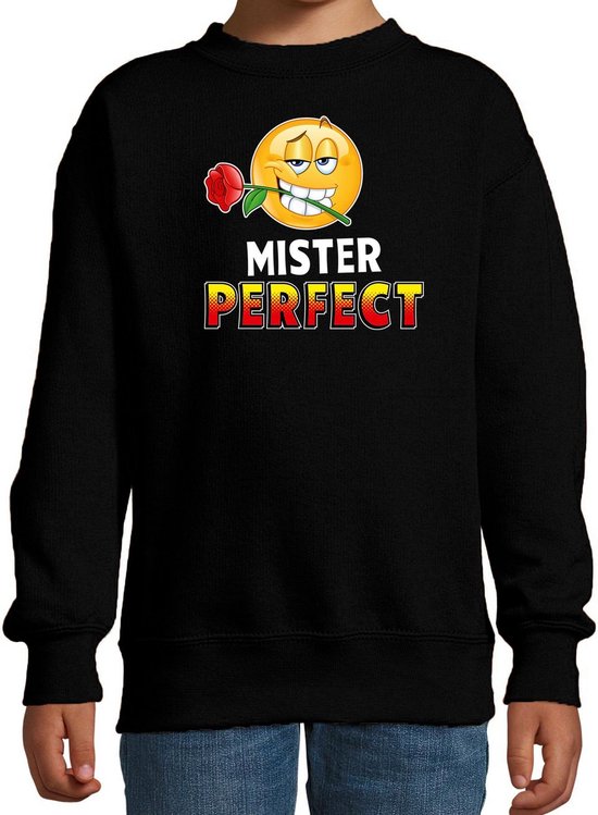 Funny emoticon sweater Mister perfect zwart voor kids - Fun / cadeau trui 170/176