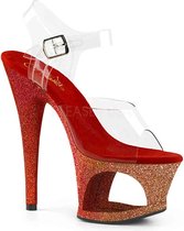 Pleaser Sandaal met enkelband, Paaldans schoenen -36 Shoes- LOVESICK-708HEART Paaldans schoenen Roze/Transparant