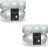 20x Winter witte glazen kerstballen 6 cm - glans en mat - Glans/glanzende - Kerstboomversiering winter wit