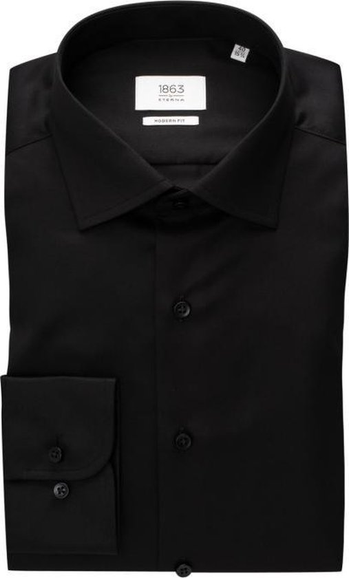 ETERNA 1863 modern fit premium overhemd - 2-ply twill heren overhemd - zwart - Strijkvrij - Boordmaat: 45