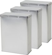 5x Boîtes de rangement rectangulaires argentées / boîtes de rangement 25 cm - Boîtes de rangement argentées - Boîtes de Bidons alimentaires