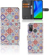 Book Case met foto Huawei P Smart 2020 GSM Hoesje Tiles Color