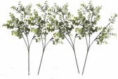 4x stuks kunstplant Eucalyptus takken 65 cm grijs/groen - Groene namaak planten takken