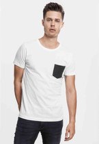 Urban Classics Heren Tshirt -S- Quilted Pocket Wit/Zwart