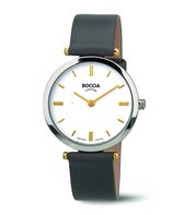 Boccia Titanium 3253.03 horloge - Leer - Grijs - 30 mm