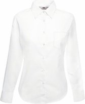 Fruit Of The Loom Vrouwen Dames-Fit poplin Overhemd Lange Mouwen (Wit)