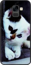 ADEL Siliconen Back Cover Softcase Hoesje voor Samsung Galaxy A8 (2018) - Kat Wit