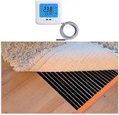 Woonkamer verwarmingsfolie infrarood folie voor vloerbedekking, tapijten vloerkleden elektrisch met TH 89 thermostaat 100 cm x 250 cm 400 Watt