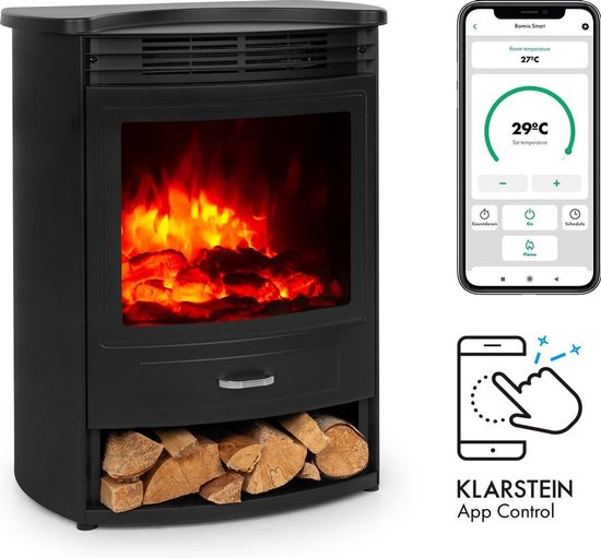 Foto: Klarstein bormio s smart elektrische haard 950 1900w thermostaat weektimer zwart