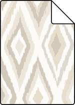 Proefstaal ESTAhome behang ikat motief beige - 148628 - 26,5 x 21 cm