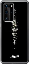 6F hoesje - geschikt voor Huawei P40 Pro -  Transparant TPU Case - White flowers in the dark #ffffff