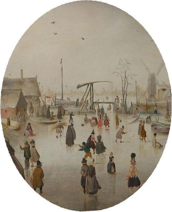Scène de glace, Hendrick Avercamp - Photo sur papier peint Circle - ⌀ 150 cm