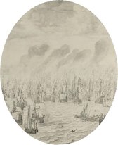 De zeeslag bij Terheide, Willem van de Velde - Foto op Behangcirkel - ⌀ 40 cm