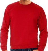 Rode sweater / sweatshirt trui met raglan mouwen en ronde hals voor heren - rood - basic sweaters XL (EU 54)