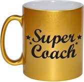 Super coach tekst cadeau mok / beker - 330 ml - goudkleurig - kado koffiemok / theebeker