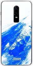 OnePlus 6 Hoesje Transparant TPU Case - Blue Brush Stroke #ffffff