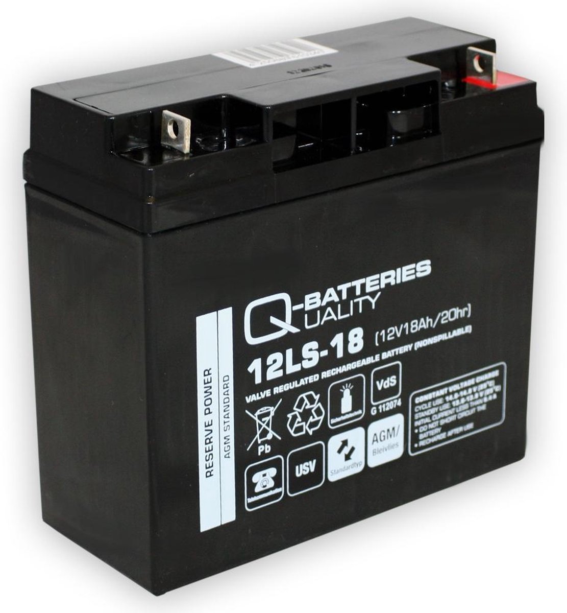 Q-Batteries Vervangende Batterij Voor Satel Integra 32 AGM Accu 12V 18 Ah Met VdS 4250889662905