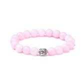 KRALEN ARMBAND ROZE KWARTS MET BOEDHA BEDELTJE