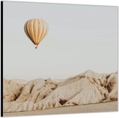 Dibond –Luchtballon in Woestijn-100x100 Foto op Aluminium (Wanddecoratie van metaal)