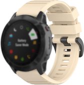 Let op type!! Voor Garmin Fenix 6X 26mm Quick Release Officiële Texture Polsband Watchband met Metal Button (Beige)