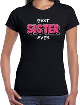 Best sister ever / beste zus ooit cadeau t-shirt / shirt - zwart met rode en witte letters - voor dames - verjaardag shirt / cadeau t-shirt M