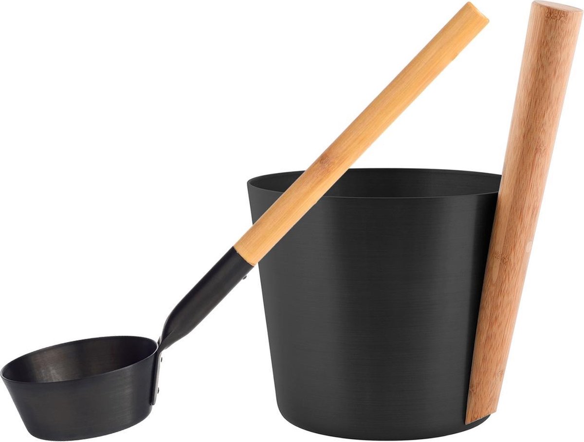 Goedkoopste Design Sauna Emmer Lepel met greep - Zwart (5L