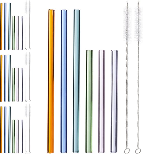 Voarge Lot De 6 Pailles Réutilisables En Silicone De Qualité Alimentaire Avec 2 Brosses, Pour Yaourt, Smoothies, Jus De Fruits, Café, Cocktails, Enfants, Adultes