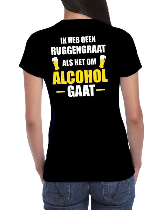Oktoberfest Geen ruggengraat als het om alcohol / drank gaat fun t-shirt - zwart met wit en gele letters - voor dames - bier drink shirt kleding / outfit / themafeest XXL