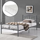 Metalen bedframe Florenz met matras donkergrijs 120x200 cm