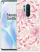 Smartphone hoesje OnePlus 8 Pro Silicone Case Roze Bloemen