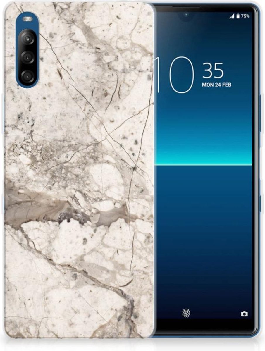 Sony Xperia L4 TPU Siliconen Hoesje Marmer Beige