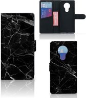 Telefoonhoesje Nokia 5.3 Wallet Book Case Vaderdag Cadeau Marmer Zwart