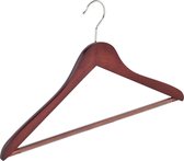 De Kledinghanger Gigant - 50 x Blouse / shirthanger beukenhout mahonie gebeitst met anti-slip broeklat, 44 cm