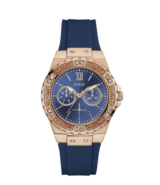 Guess Analoog Kwartshorloge Met Siliconen Armband W0149l6 in het Blauw Dames Accessoires voor voor Horloges voor 