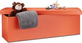 Relaxdays opbergbank kunstleer - opvouwbaar - XL 3-zits bank met opslagruimte - halbank - Oranje