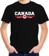 Canada landen t-shirt met Canadese vlag - zwart - kids - landen shirt / kleding - EK / WK / Olympische spelen outfit M (134-140)