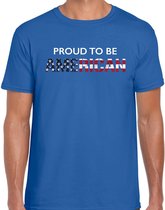 Amerika Proud to be American landen t-shirt - blauw - heren -  Amerika landen shirt  met Amerikaanse vlag/ kleding - WK / Olympische spelen outfit 2XL