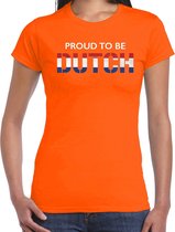 Holland Proud to be Dutch landen t-shirt - oranje - dames -  Nederland landen shirt  met Nederlandse vlag/ kleding - EK / WK / Olympische spelen supporter outfit L